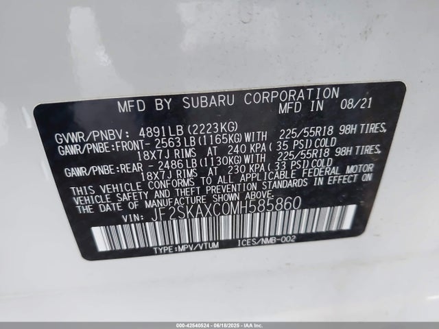 JF2SKAXC0MH585860 Subaru na u5