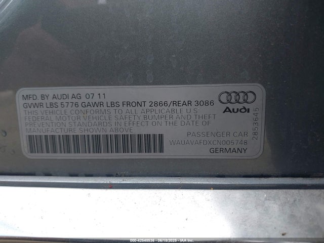 2012 AUDI A8 WAUAVAFDXCN005748 Photo 8