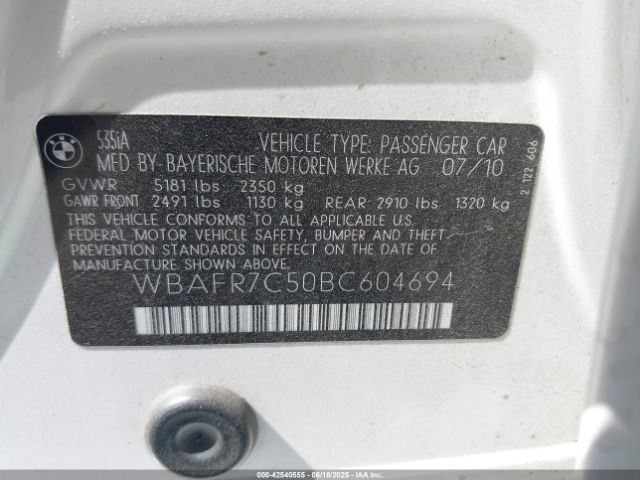 2011 BMW 535I WBAFR7C50BC604694 Photo 8
