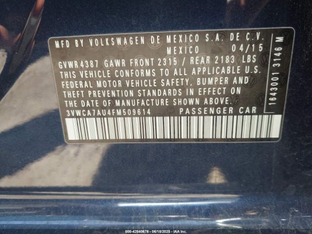 2015 VOLKSWAGEN GOLF SPORTWAGEN 3VWCA7AU4FM509614 Photo 8