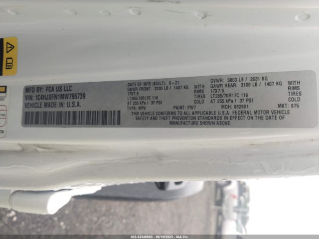 2021 JEEP WRANGLER UNLIMITED 1C4HJXFN1MW796739 Photo 8