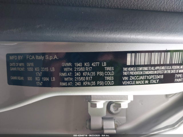 ZACCJABT1GPE33418 Jeep 2016