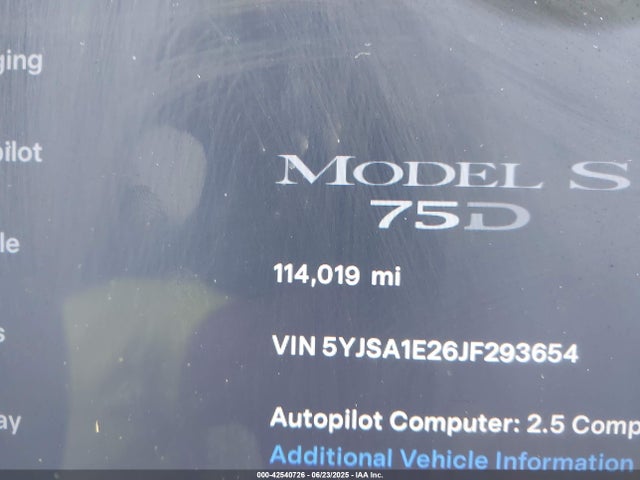 5YJSA1E26JF293654 Tesla MODEL S