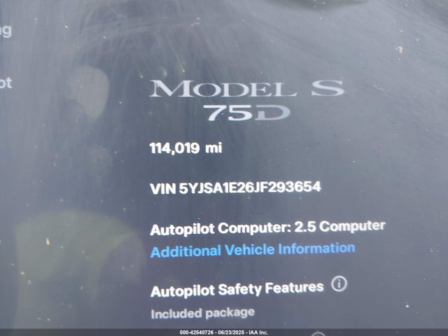 5YJSA1E26JF293654 Tesla MODEL S