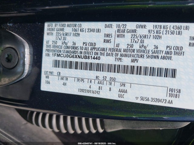 1FMCU0G6XNUB81440 Ford dragon di tc