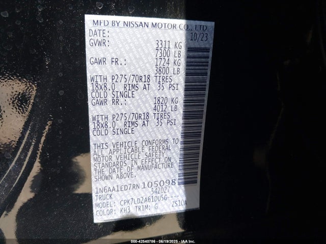 Nissan Titan 2024 1N6AA1ED7RN105098 Image 9