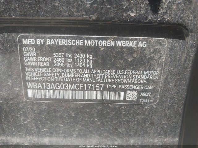 WBA13AG03MCF17157 BMW 2021