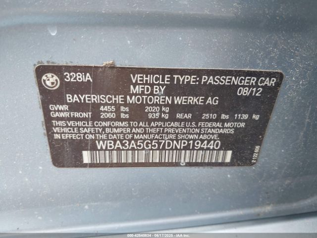 2013 BMW 328I WBA3A5G57DNP19440 Photo 8