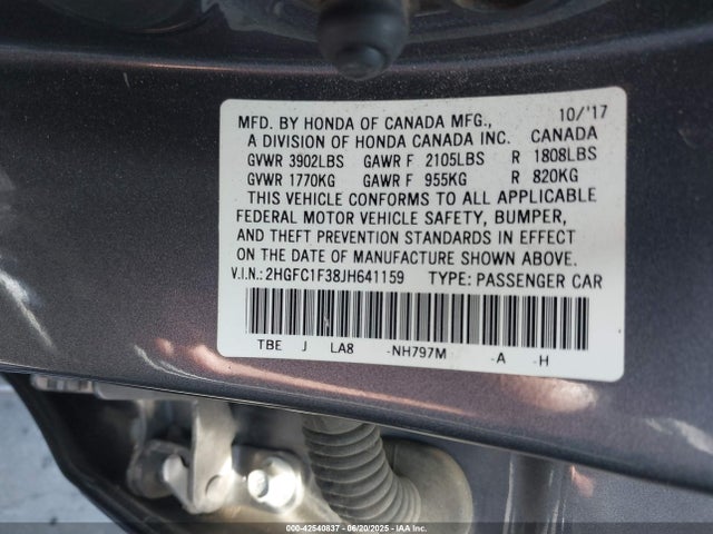 2HGFC1F38JH641159 Honda l15b7