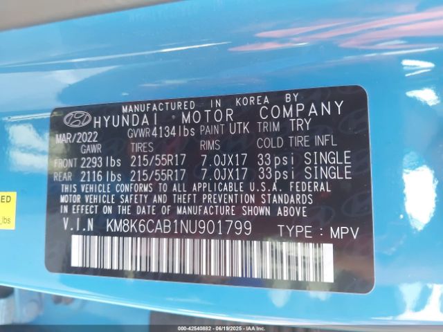 KM8K6CAB1NU901799 Hyundai mpi nu pe