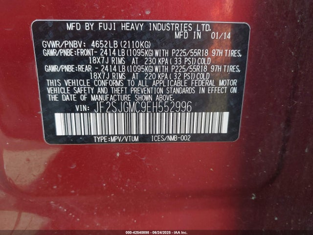 JF2SJGMC9EH552996 Subaru 2.5turbo u4