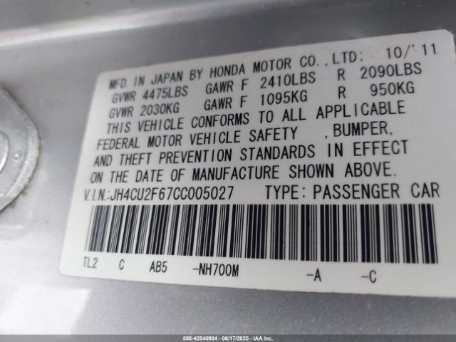 2012 ACURA TSX JH4CU2F67CC005027 Photo 8