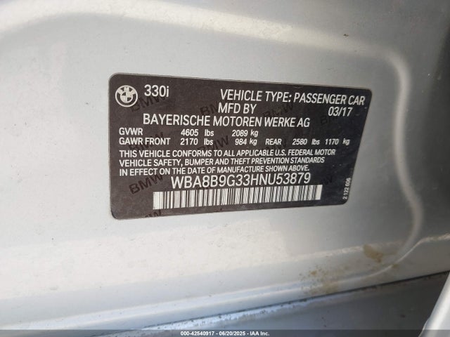 WBA8B9G33HNU53879 BMW 330I