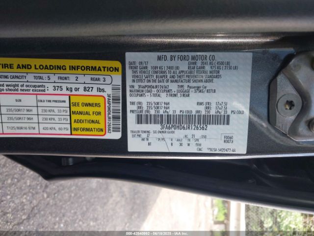 2018 FORD FUSION 3FA6P0HD6JR126562 Photo 8