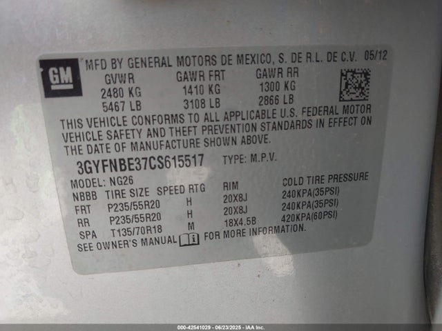 2012 CADILLAC SRX 3GYFNBE37CS615517 Photo 8