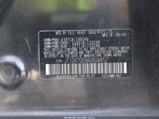 2010 SUBARU IMPREZA JF1GH7G69AG804452 Photo 8