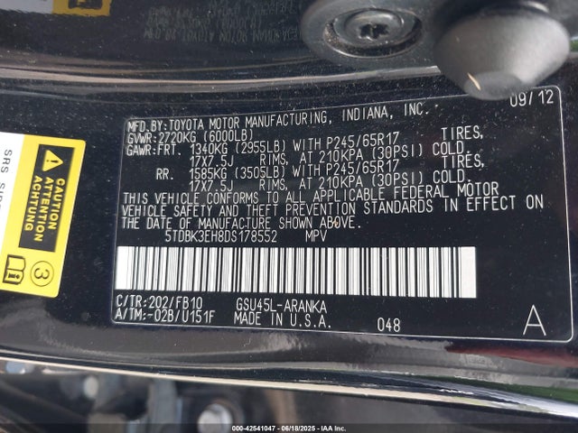 2013 TOYOTA HIGHLANDER 5TDBK3EH8DS178552 Photo 8