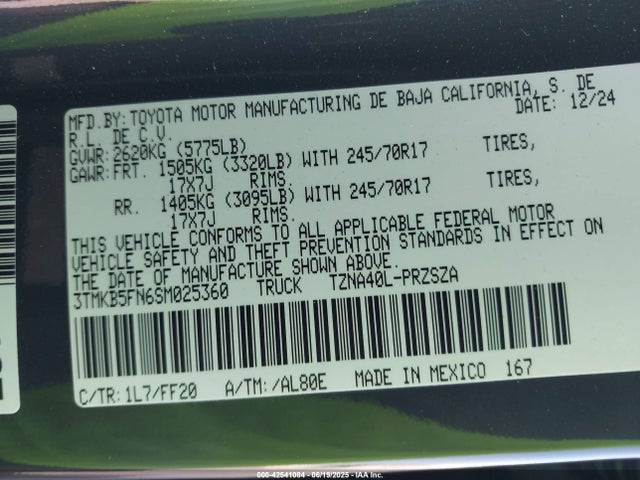 3TMKB5FN6SM025360 Toyota t24a-fts