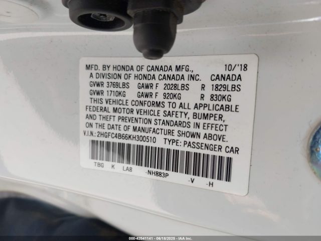 2019 HONDA CIVIC 2HGFC4B66KH300510 Photo 8