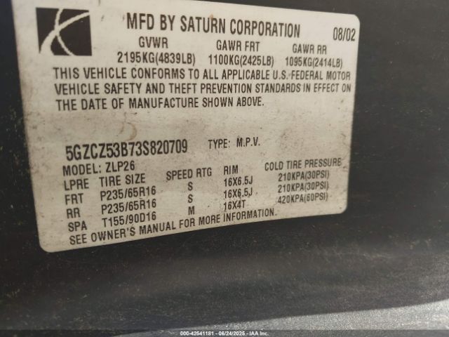 2003 SATURN VUE 5GZCZ53B73S820709 Photo 8