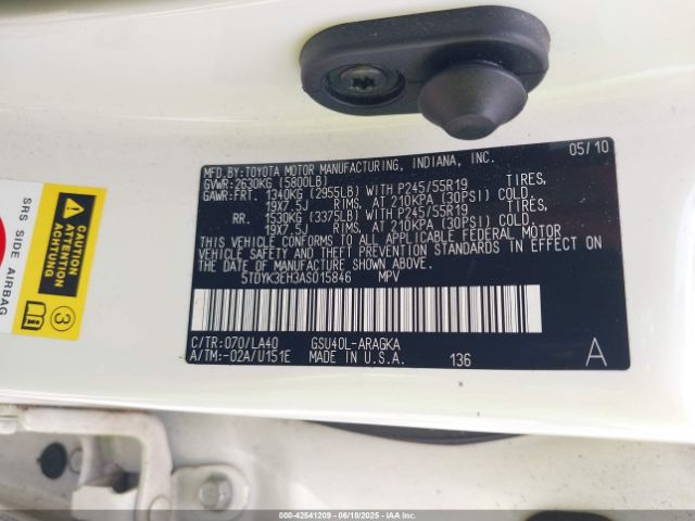 2010 TOYOTA HIGHLANDER 5TDYK3EH3AS015846 Photo 8