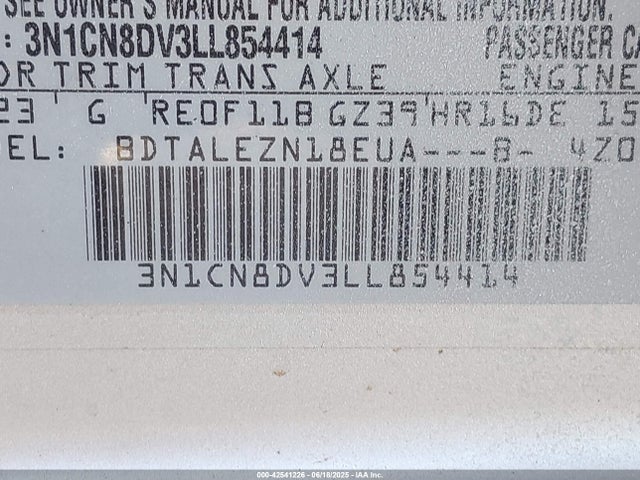 Nissan Versa 2020 3N1CN8DV3LL854414 Image 9
