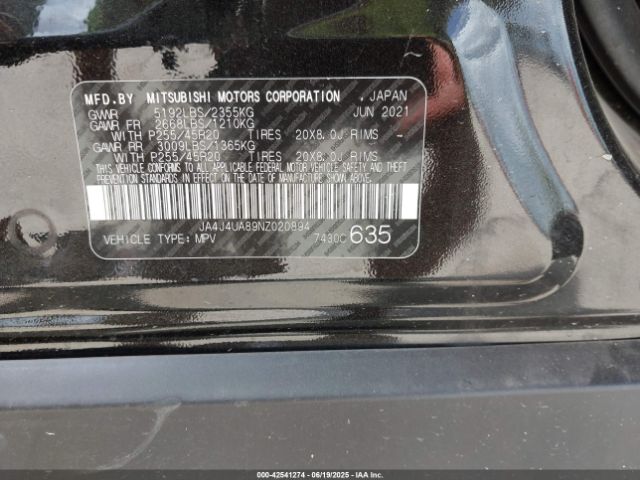 2022 MITSUBISHI OUTLANDER JA4J4UA89NZ020894 Photo 8