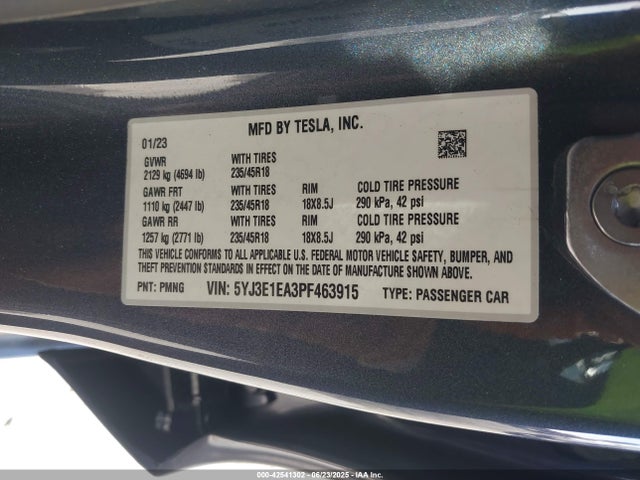 2023 TESLA MODEL 3 5YJ3E1EA3PF463915 Photo 8