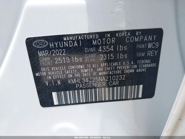 KMHL34J25NA210232 Hyundai t-gdi gamma ii