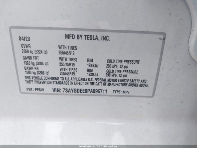 7SAYGDEE8PA096711 Tesla 2023