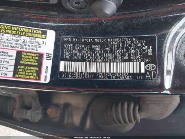 2T1BURHE8EC159881 Toyota 2zr-fe