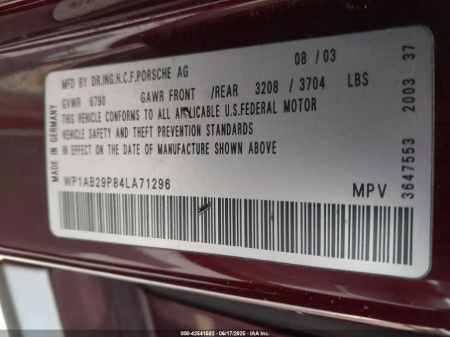 2004 PORSCHE CAYENNE WP1AB29P84LA71296 Photo 8