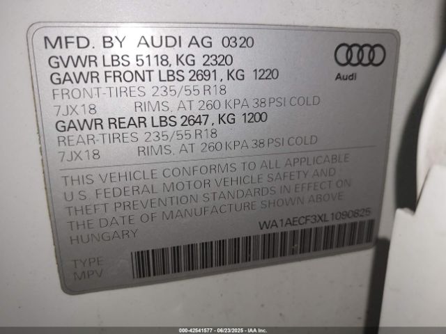 2020 AUDI Q3 WA1AECF3XL1090825 Photo 8