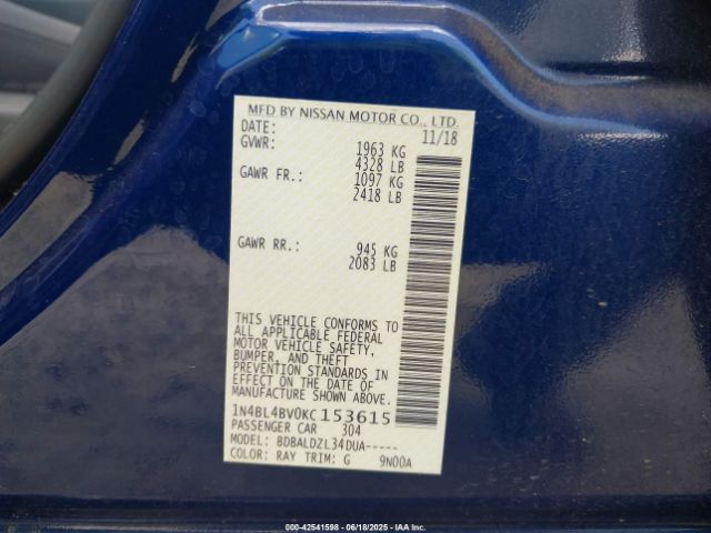 2019 NISSAN ALTIMA 1N4BL4BV0KC153615 Photo 8