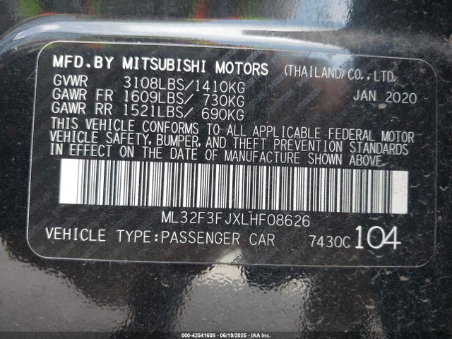 2020 MITSUBISHI MIRAGE G4 ML32F3FJXLHF08626 Photo 8