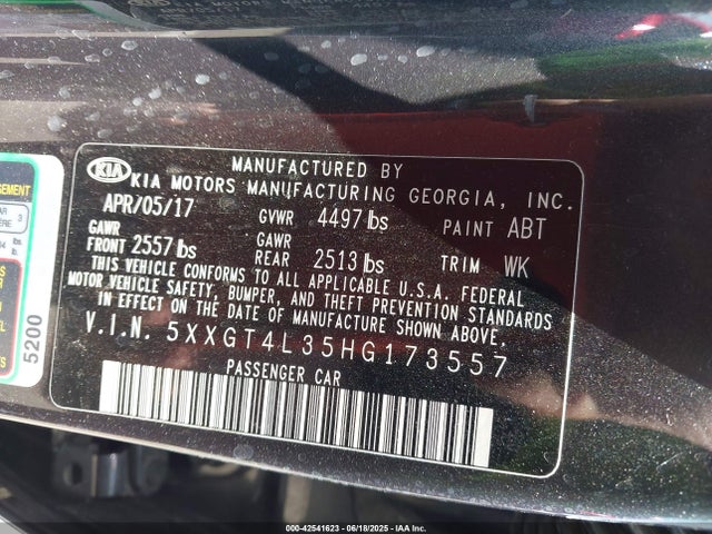 5XXGT4L35HG173557 KIA g 2.4 dohc gdi