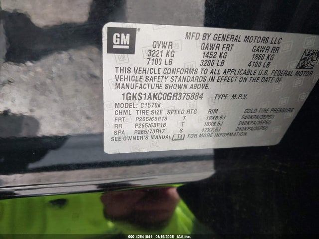 1GKS1AKC0GR375884 GMC l83 - sidi, vvt, afm, e85 max, aluminum