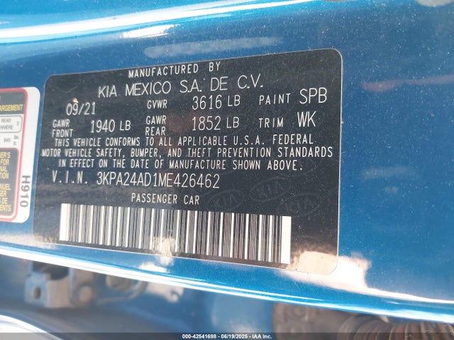 3KPA24AD1ME426462 KIA gamma ii