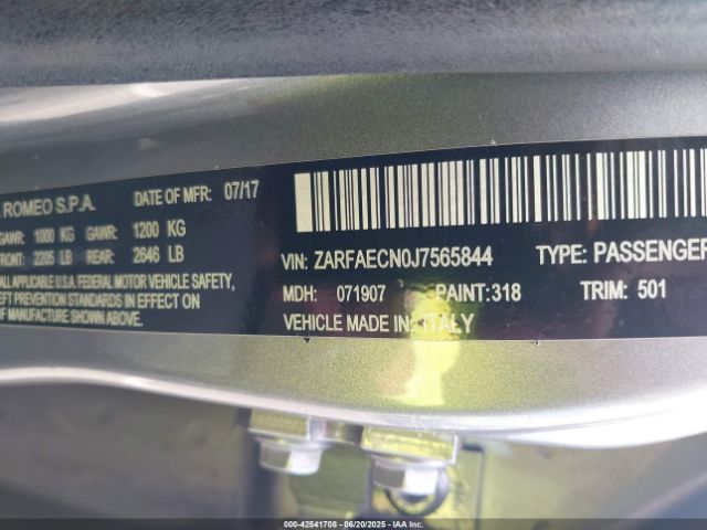 2018 ALFA ROMEO GIULIA ZARFAECN0J7565844 Photo 8