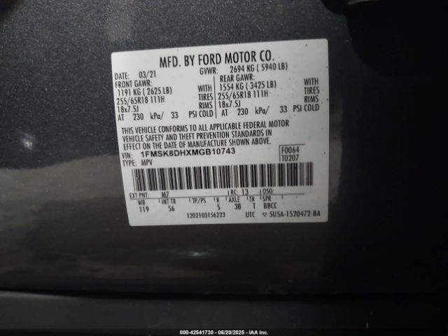 2021 FORD EXPLORER 1FMSK8DHXMGB10743 Photo 8