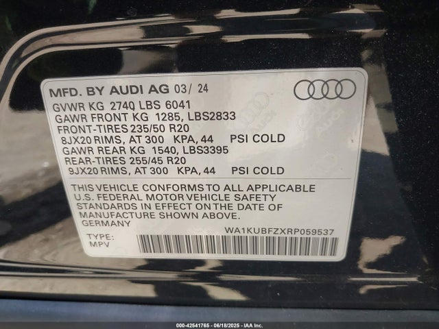 2024 AUDI Q4 E-TRON WA1KUBFZXRP059537 Photo 8