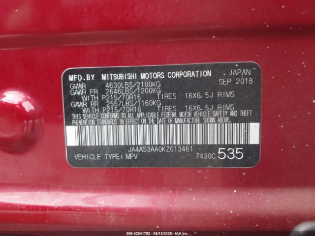 2019 MITSUBISHI ECLIPSE CROSS JA4AS3AA0KZ013461 Photo 8