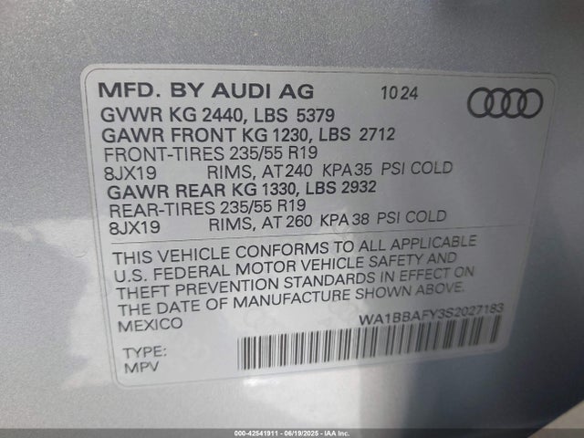 2025 AUDI Q5 WA1BBAFY3S2027183 Photo 8