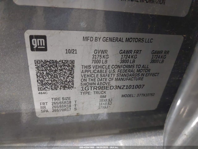 GMC l84 2022 1GTR9BED3NZ101007 Image 9