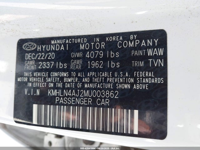 KMHLN4AJ2MU003862 Hyundai gdi kappa