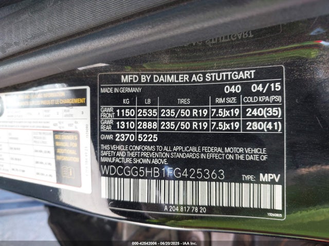 WDCGG5HB1FG425363 Mercedes-Benz Glk-Class