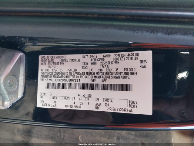 1FMCU0G78GUB07221 Ford 2016