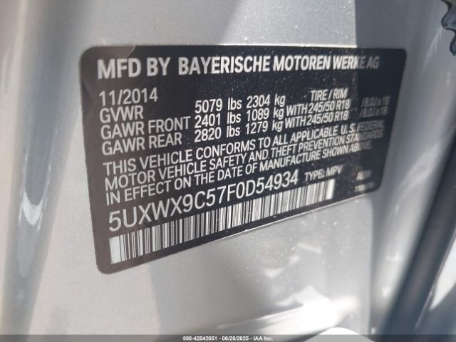 2015 BMW X3 5UXWX9C57F0D54934 Photo 8