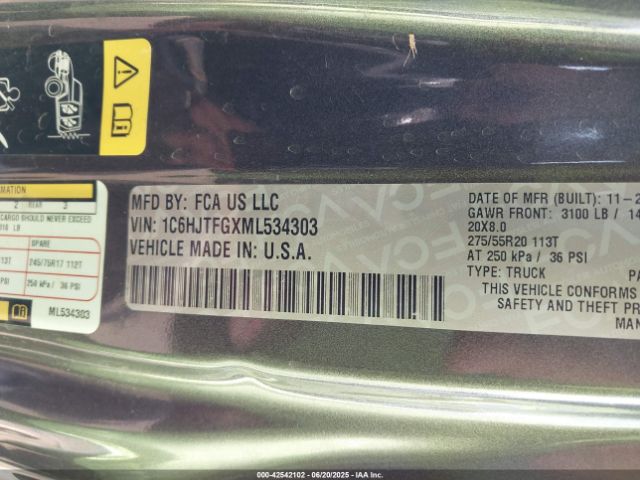 2021 JEEP GLADIATOR 1C6HJTFGXML534303 Photo 8