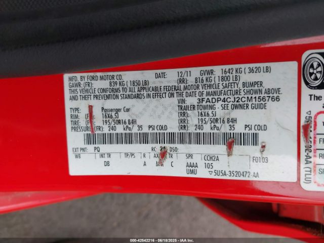 2012 FORD FIESTA 3FADP4CJ2CM156766 Photo 8